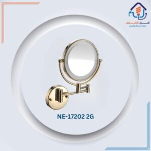 مرآة مكبرة بإضاءة LED وإطار ذهبي دائري
