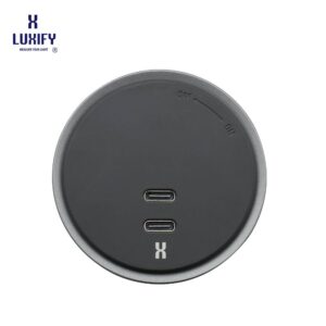 فيشة مسطرة مجوفة دائرية سوداء LUXIFY بمنفذي Type‑C