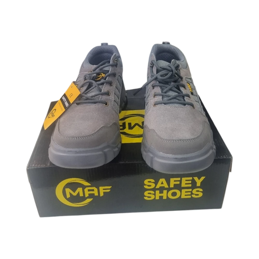 حذاء سلامة MAF بمقدمة فولاذية — رمادي مقاوم للانزلاق والصدمات