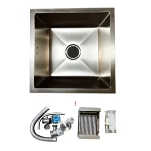 حوض مطبخ NANO SINK من الستانلس ستيل 304 — حوض واحد بمقاس 45×45×22 سم