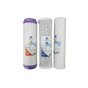 خرطوشات فلتر مياه ثلاثية المراحل PP · UDF · CTO لتنقية منزلية — Aqua-Tower