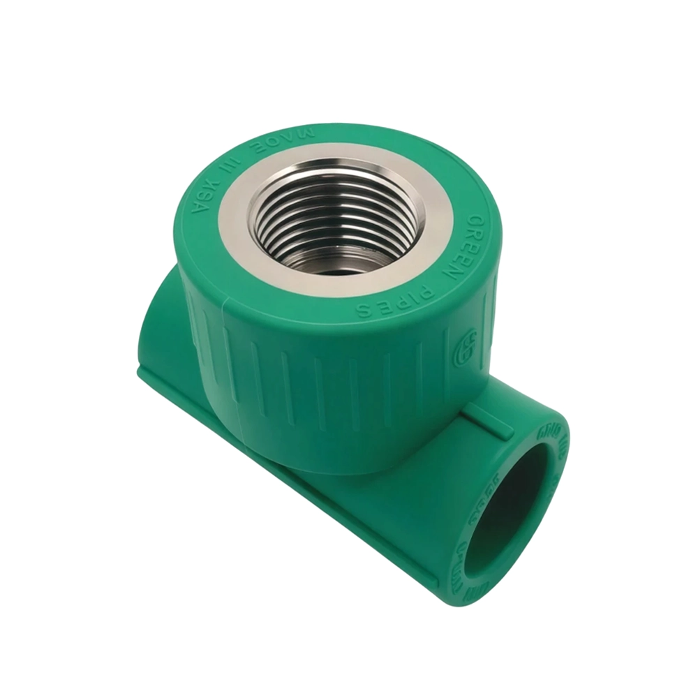 PPR adapter with green internal thread — 25 mm x 3/4 inch for pipe distribution