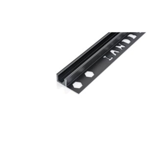 نعلة مخفية لبروفايل زجاجي مع غطاء PVC أسود مطفي — 2.5 متر، 10 مم — GF002-BM-10W-12H من LANDBUILD