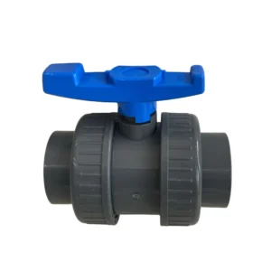 صمام كروي PVC غاتا DN50 (2 إنش) – للتحكم بتدفق المياه للسباكة، المسابح والري – رمادي