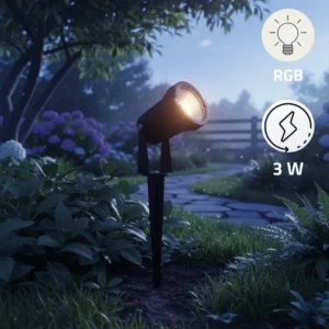 كشاف غرس للحديقة متحرك RGB بقوة 3 واط مع ريموت تحكم