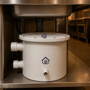 مصيدة دهون RGT من الألياف الزجاجية — مقاس 32×32 سم، فتحة تصريف 4 بوصات