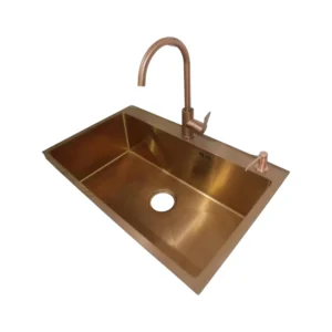 مغسلة ستانلس ستيل بتقنية النانو - لون Rosy Brown - مقاس 48×75 مع ملحقات متكاملة ومقاومة للخدوش والبصمات | SINDBAD