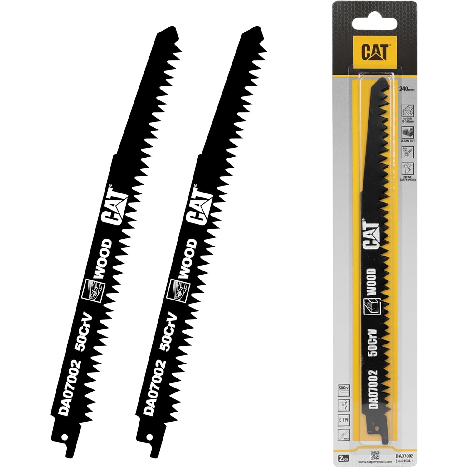 Cat S1531L Reciprocating Saw Blade Set for Wood — 240 mm, 5 teeth/inch (2 pieces)
