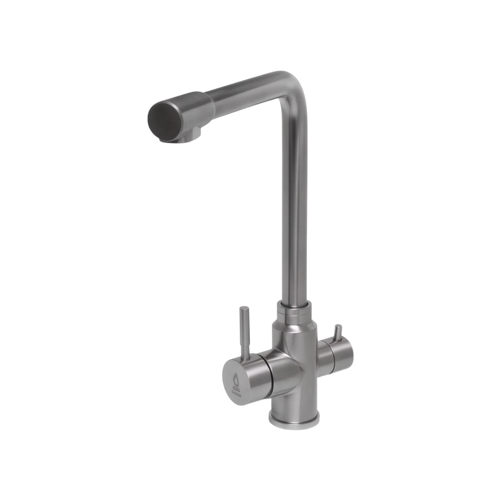 صنبور مجلى SARRDESIGN 3 في 1 - بمقبضين للمياه العادية والمفلترة - ستانلس ستيل مصقول