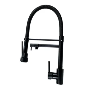 خلاط مطبخ أسود بمقبض واحد مع رشاش سحب مرن وصنبور إضافي — Schulze