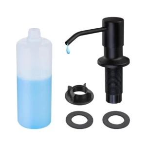 موزع صابون مدمج لحوض المطبخ بتشطيب سباكة أسود أنيق — SINDBAD + لتنظيم وغسل الأطباق وتوفير المساحة