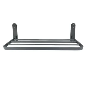 رف مناشف جداري من فولاذ مقاوم للصدأ SUS304 — تخزين للحمام مع علاقات — أوكِيانوس، أسود مطفي