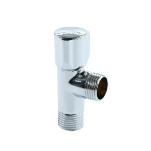 صمام زاوية ثلاثي على شكل T من النحاس مطلي بالكروم - Santech Costa