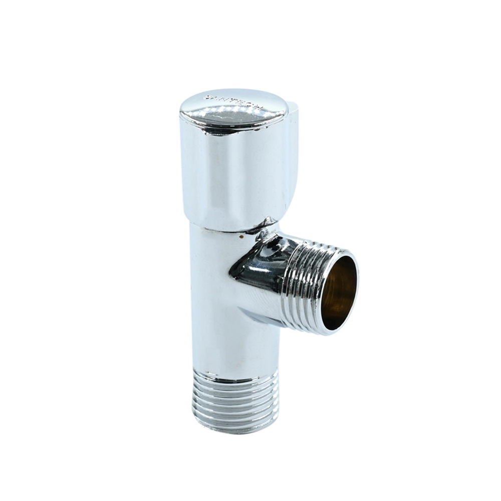 صمام زاوية ثلاثي على شكل T من النحاس مطلي بالكروم - Santech Costa