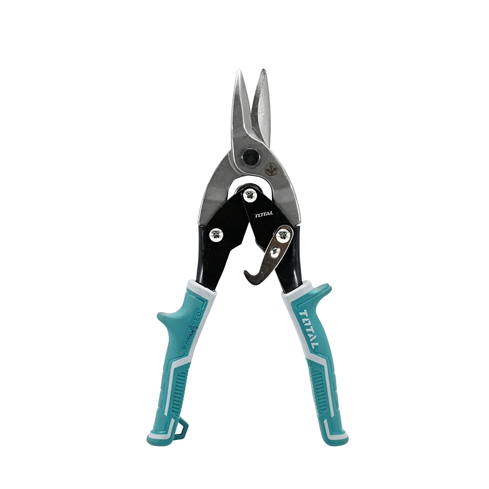 TOTAL Professional Manual Sheet Metal Shears — High-precision tempered steel blade for cutting sheet metal and aluminum, with a comfortable, non-slip grip