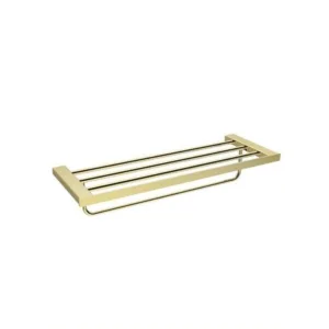 حامل مناشف مزدوج مع رف علوي — Tredex (تشطيب كرومي بلمسة ذهبية)