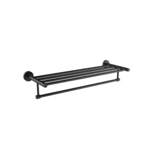 حامل مناشف مزدوج مع رف تخزين — Tredex (كروم/أسود)