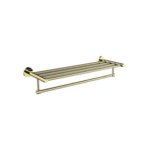 حامل مناشف مزدوج مع رف من Tredex — لون كروم وذهبي