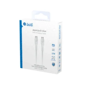 كابل الفنار USB-C إلى USB-C للشحن والمزامنة 60 واط — طول 1 متر، أبيض