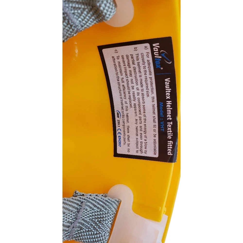 خوذة أمان VAULTEX VHT بحزام نسيجي — مطابقة لمعيار EN397 و ANSI Z89.1