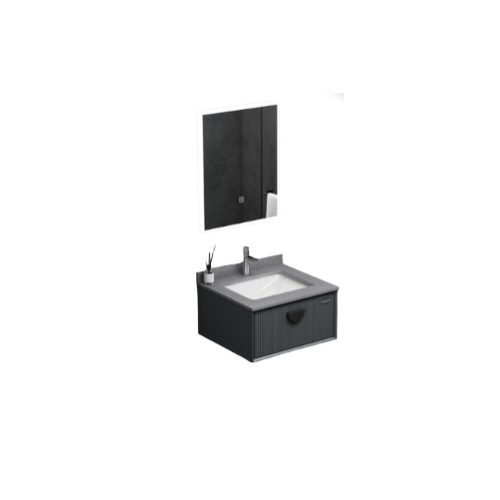 مغسلة حمام من خشب بلايوود بسطح رخام صناعي - VERAGO - 60 سم - رمادي