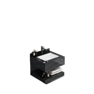 مغسلة حمام معلّقة VERAGO من الرخام الصناعي مع مرآة LED — أسود لامع، 60 سم