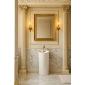 مغسلة حمام سيراميكية بتصميم برميل مودرن — وسن (WSN) أبيض