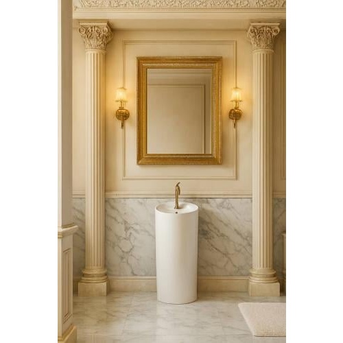 مغسلة حمام سيراميكية بتصميم برميل مودرن — وسن (WSN) أبيض