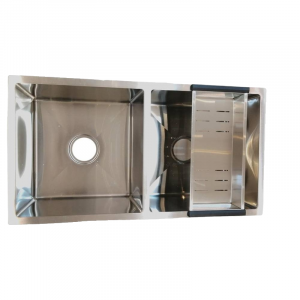 مجلى حوضين بدون فتحة خلاط — سماكة 2.6 مم — 45×85 سم