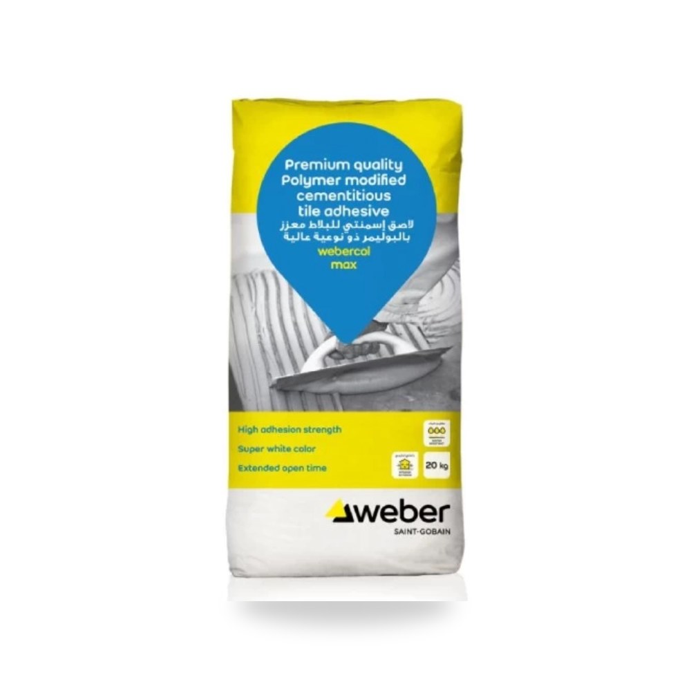 غراء بلاط وبورسلان عالي الأداء ويبركول ماكس Weber Saint-Gobain Webercol Max تصنيف C2TE