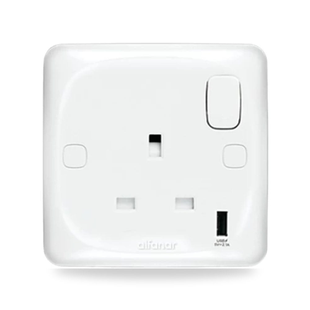فيش كهرباء مع شاحن USB مفتاح تشغيل 13 أمبير 7 الفنار موديل mira-size-7x7-colour-white-241