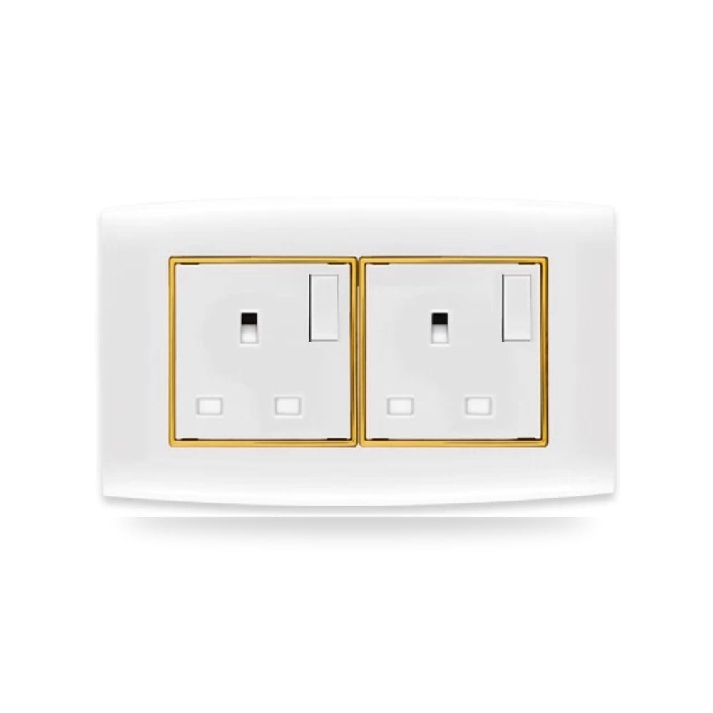 فيش كهرباء مزدوج بمفتاحين ثنائي القطب 13 الفنار موديل omnia-size-7x14-colour-white-with-go