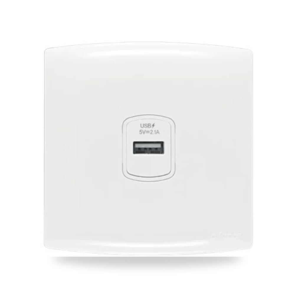 فيش شاحن USB مفرد 2.1 أمبير 7 × 7 سم أبيض، الفنار موديل alf-size-7x7-colour-white-180
