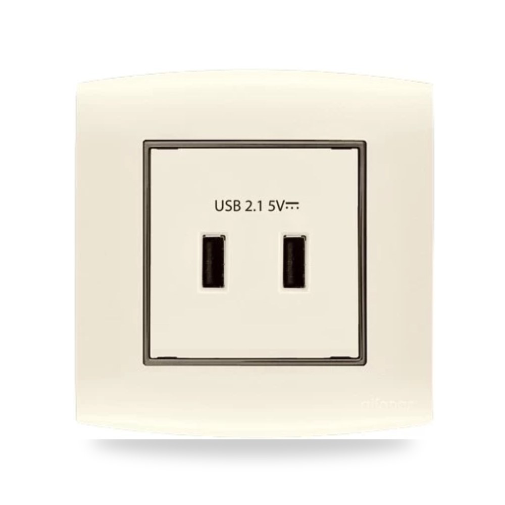 فيش شاحن USB مزدوج 2.1 أمبير 7 × 7 سم بحلقة الفنار موديل