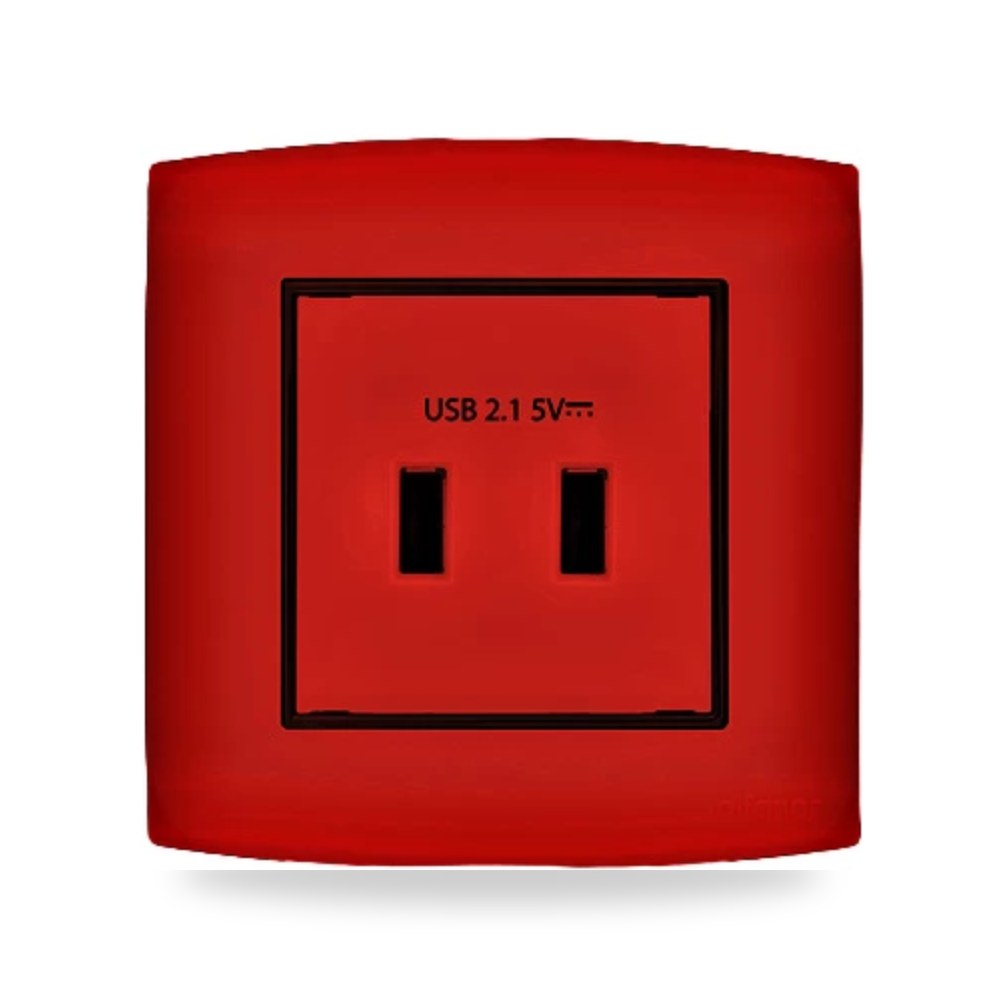 فيش شاحن USB مزدوج 2.1 أمبير 7 × 7 سم أحمر الفنار موديل
