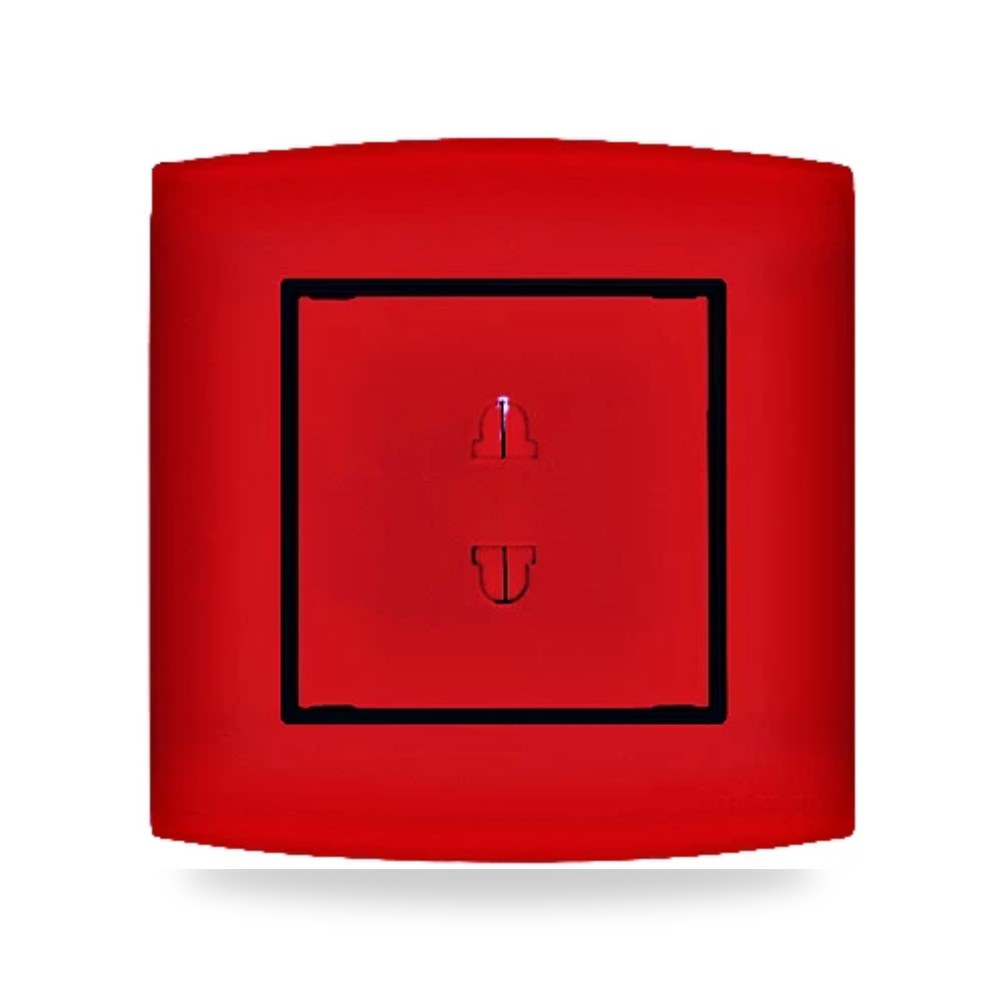 فيش كهرباء بفتحتين 16 أمبير 7 × 7 سم أحمر الفنار موديل omnia-size-7x7-colour-red-with-blac