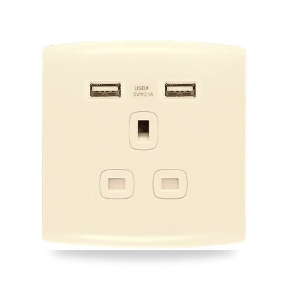 مفاتيح كهربائية فنار مزدوجة مع شاحن USB 13 الفنار موديل alf-size-7x7-colour-beige-186