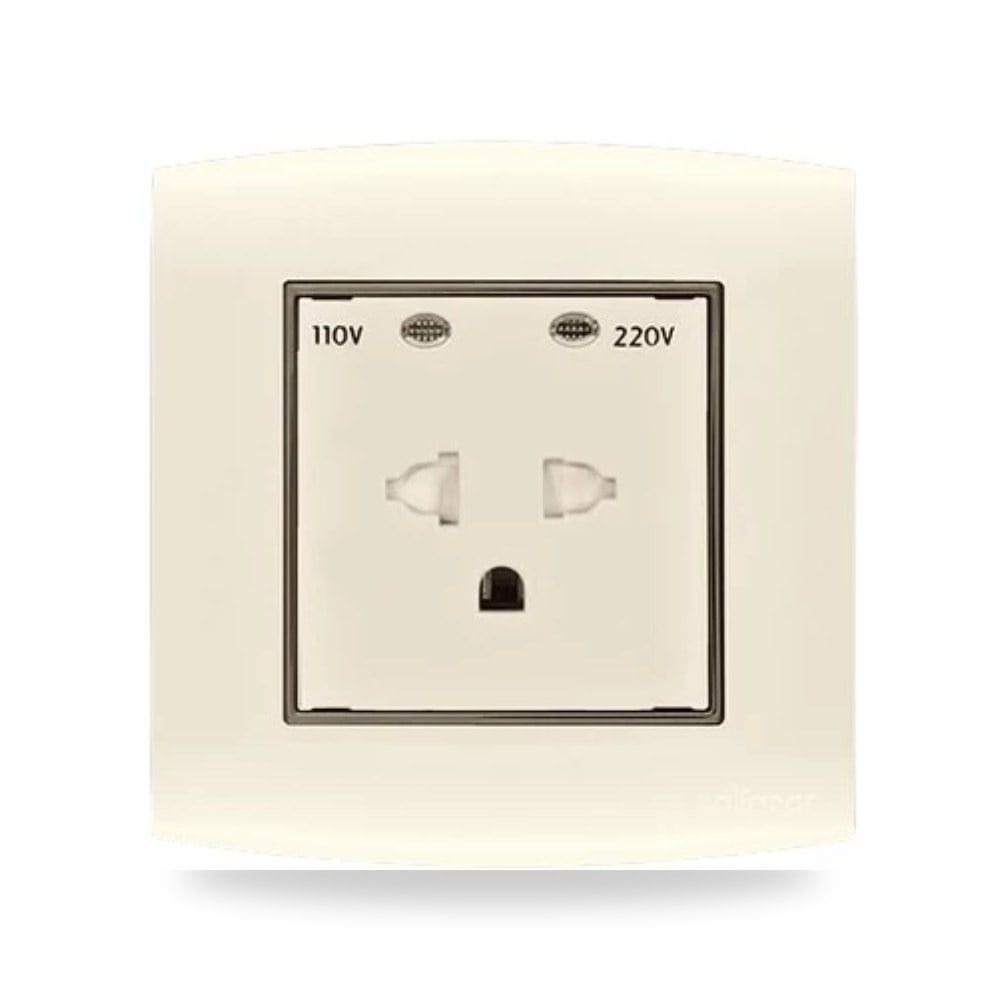 فيش كهرباء مزدوج 2 فتحة 16 أمبير 7 × 7 سم الفنار موديل omnia-size-7x7-colour-beige-with-bl