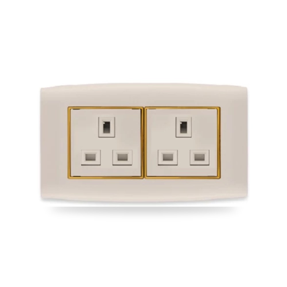 فيش كهرباء مزدوج 13 أمبير 7 × 14 سم ذهبي الفنار موديل omnia-size-7x14-colour-gold-with-gol