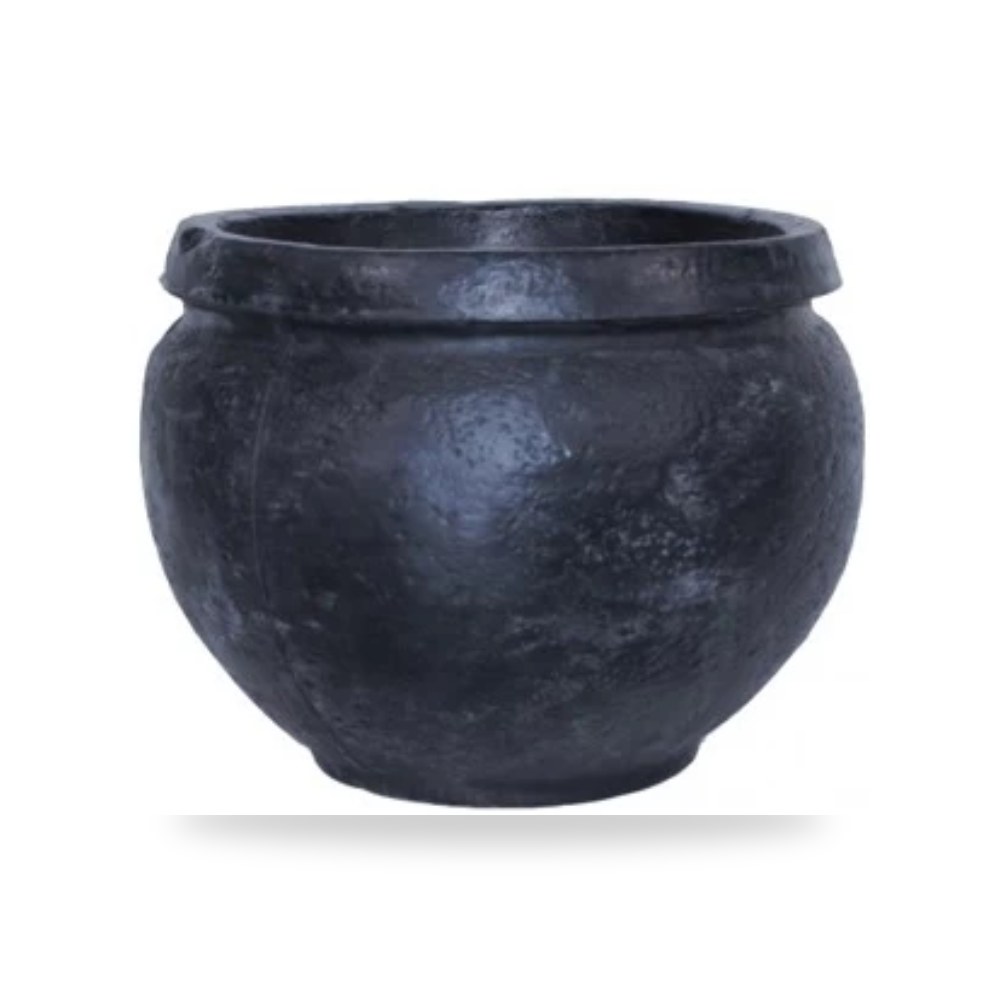 حوض زرع بلاستيك دائري صغير 47.5 × 37 سم اللون غرانيت خزانات الزامل موديل 595