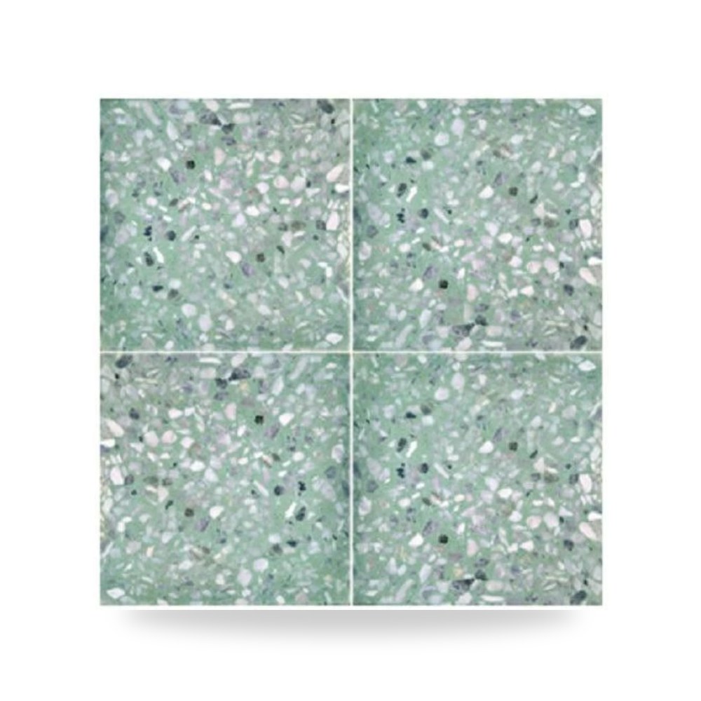 بلاط موزايكو وتيرازو أرضيات فاخر مصنع الحسنية مقاس 25 × 25 سم لون أخضر زمردي سمك 2.8 سم