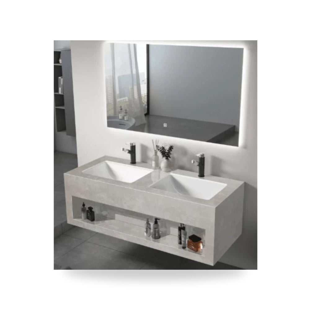 مغسلة حوض مع مرايا رمادي مطفى موديل 613