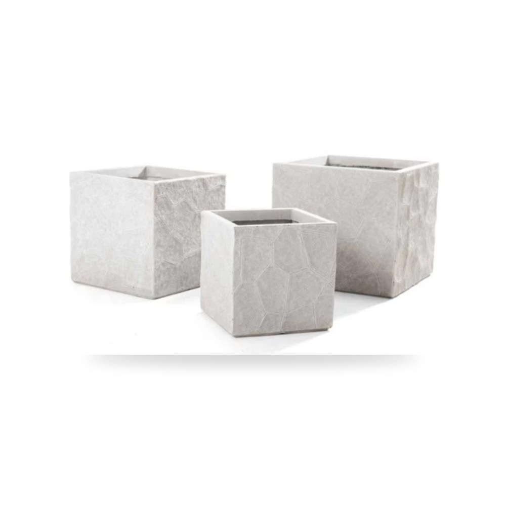اصيص نبات فايبر اسمنتى 23 × 23 سم مربع رمادى موديل 293