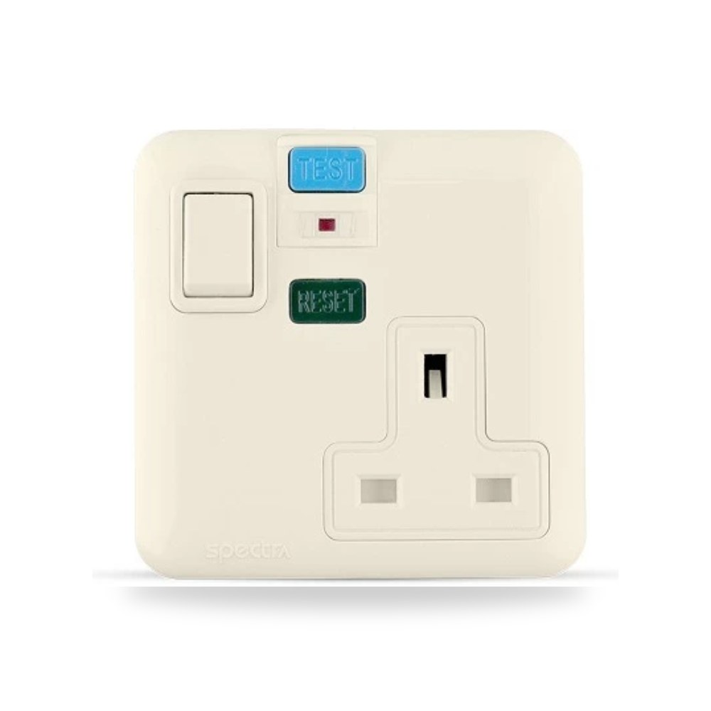 فيش RCD مفرد بمفتاح ثنائي القطب 13 امبير، ، شركة اكفأ الحديثة للصناعة (SPECTRA) موديل 710