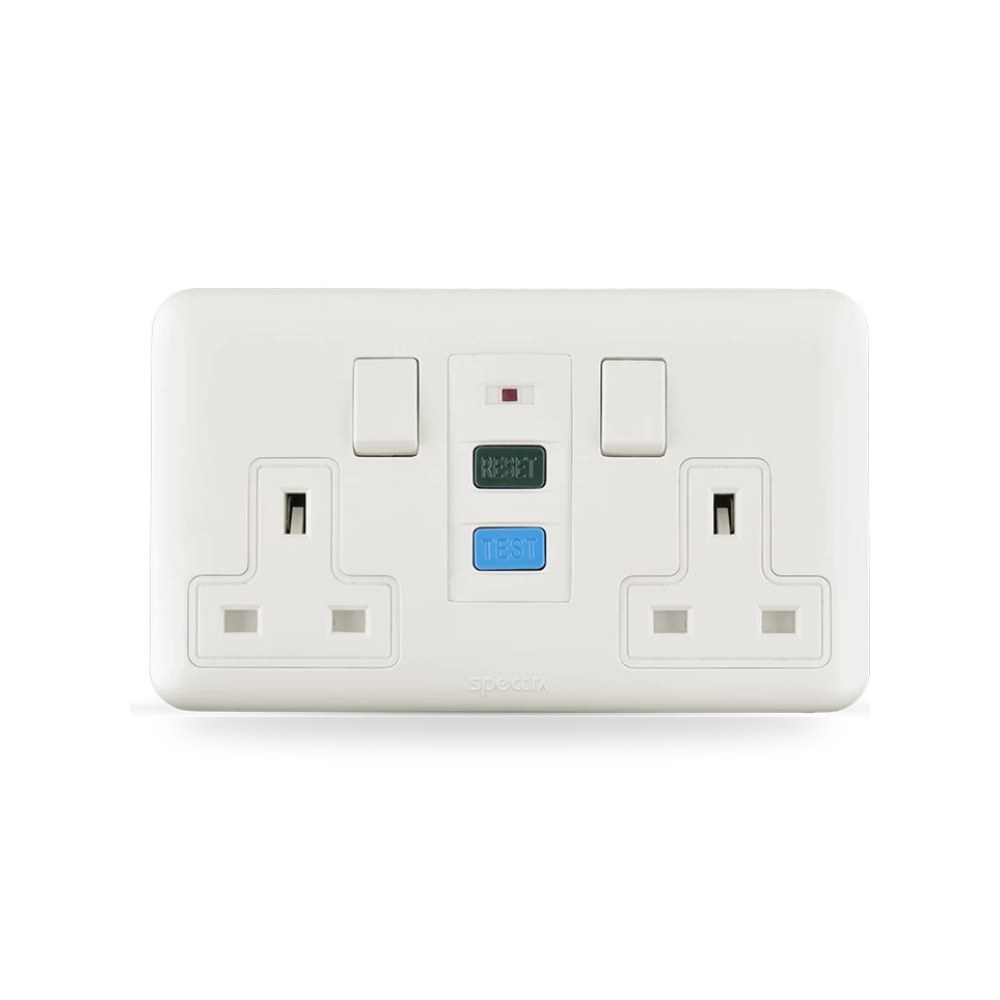 فيش RCD مزدوج بمفتاح ثنائي القطب 13 امبير، شركة اكفأ الحديثة للصناعة (SPECTRA) موديل 246