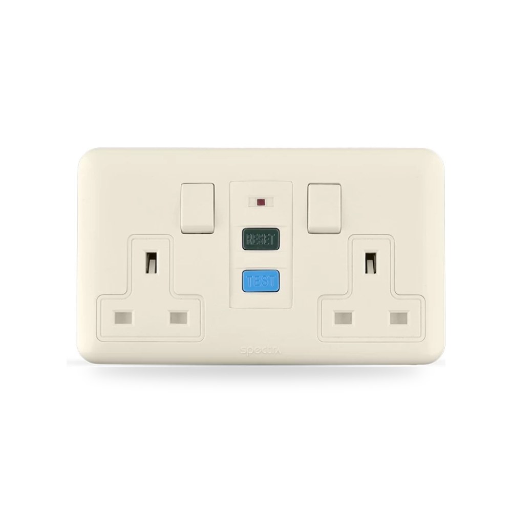 فيش RCD مزدوج بمفتاح ثنائي القطب 13 امبير، ، شركة اكفأ الحديثة للصناعة (SPECTRA) موديل 849