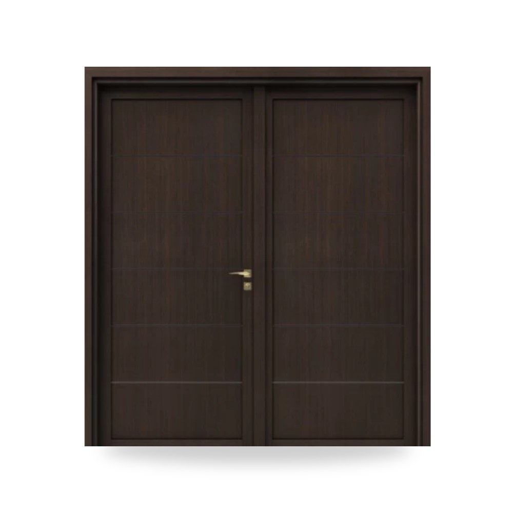 باب خشبي مزدوج فاخر - 220 × 235 سم - سمك 6 سم - باللون البني الغامق - مقاوم للرطوبة