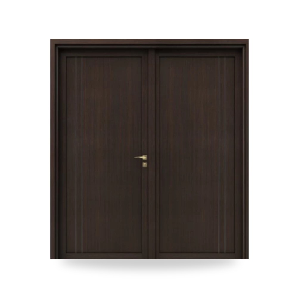باب خشبي مزدوج فاخر - 220 × 235 سم - سمك 6 سم - باللون البني الغامق - مقاوم للرطوبة