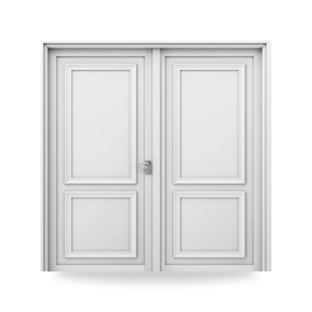 باب خشبي مزدوج فاخر - 220 × 235 سم - سمك 6 سم - باللون الأبيض النقي - مقاوم للرطوبة