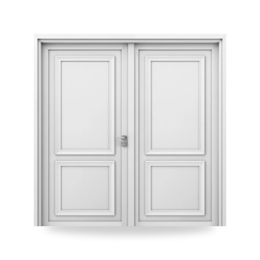 باب خشبي مزدوج فاخر - 220 × 235 سم - سمك 6 سم - باللون الأبيض النقي - مقاوم للرطوبة